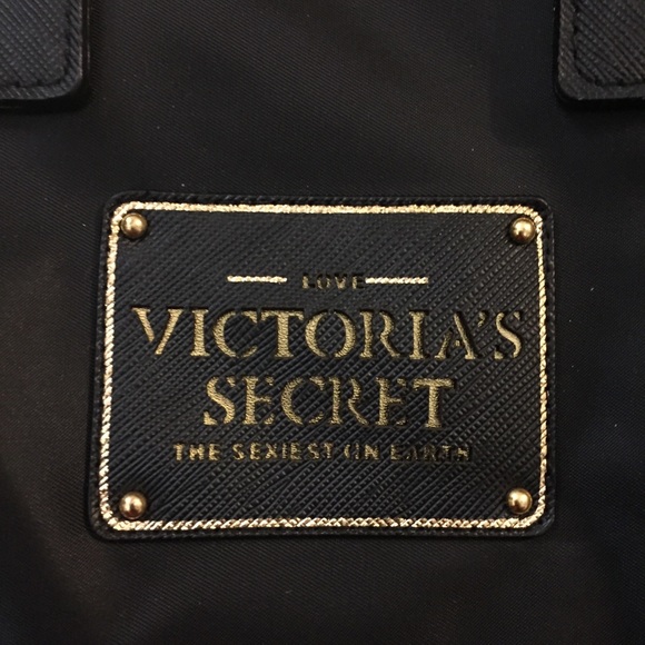 NEW Victoria's Secret Black Bag Purse Handbag Gold - Picture 6 of 10